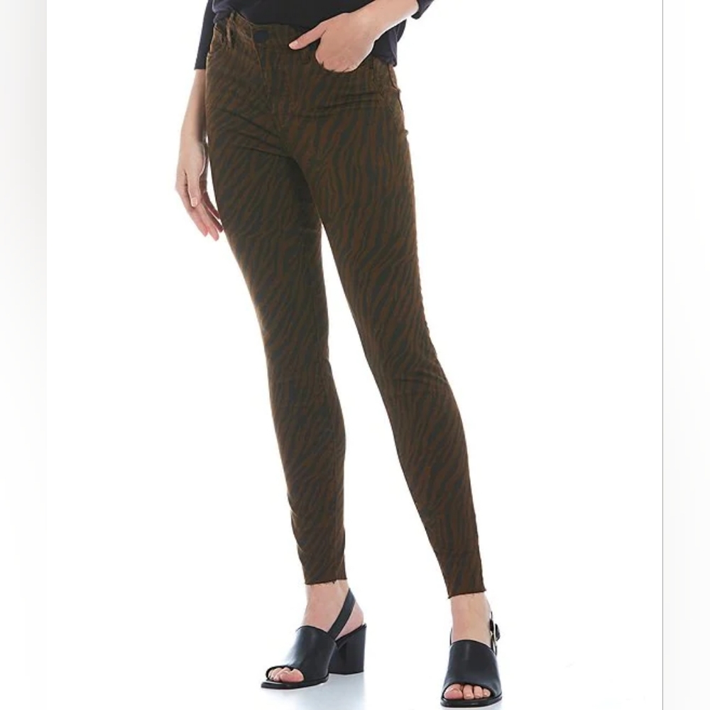 NEW KUT FAB AB FIT HIGH RISE RAW HEM ZEBRA PRINT MIA SKINNY JEANS SZ 14